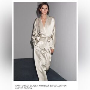 Zara SATIN EFFECT BLAZER WITH BELT ZW COLLECTION LIMITED EDITION